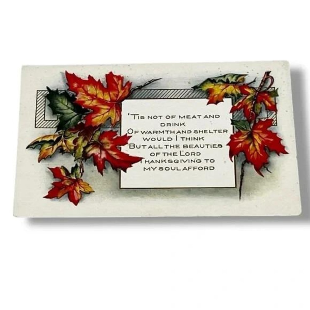 Postcard Thanksgiving Tis Not of Meat and Drink Embossed c1916 Whitney Made C392